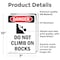Signmission Do Not Climb On Rocks, 7 in W x Rectangle, Vinyl Decal OS-2PACK-DS-D-710-V-2090 - alternate 6